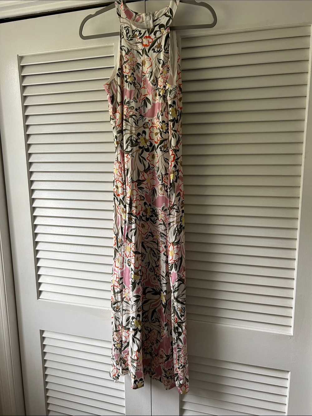 Ann Taylor Pink Floral Halter Maxi Dress